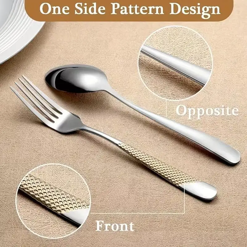 New Kitchen Utensil Set Stainless Steel Spoon And Fork Set Food-Grade Flatware Gold Silverware Set view 3