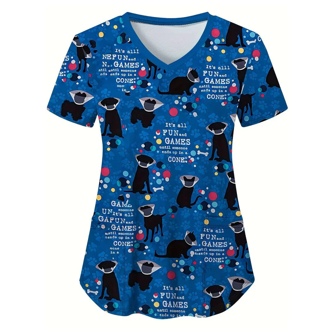 Хирургическая униформа с животным принтом, женская летняя женская одежда, модные женские хирургические скрабы, хирургические шапочки с лацканами, женские повседневные топы