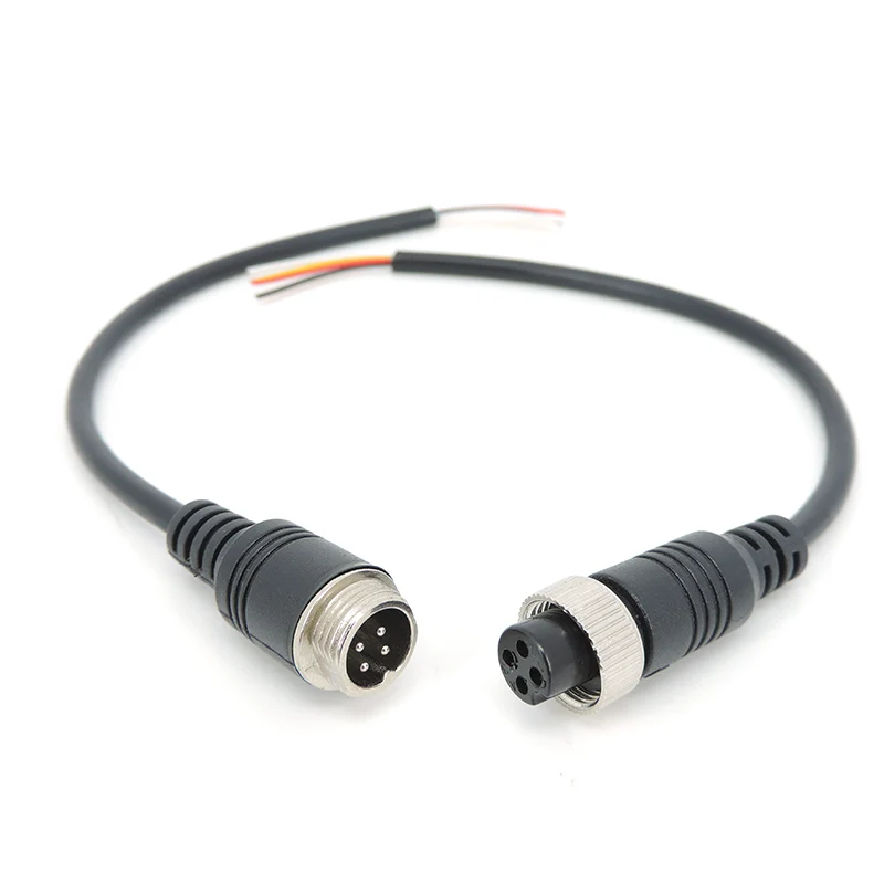 4 Pin M12 Aviation Signal Cable Male Female Plug Wire for CCTV Car Camera DVR Video Monitor Subwoofer