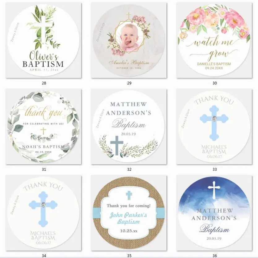 Christening Baptism Stickers Custom Girl Or Boy Stickers 3 4 5 6 7 8 cm Personalized Christening Baptism Favor Labels