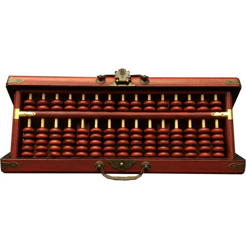 

15 old-fashioned abacus with solid wood and box for collection, wealth attracting ornaments, mahogany handicrafts as gifts