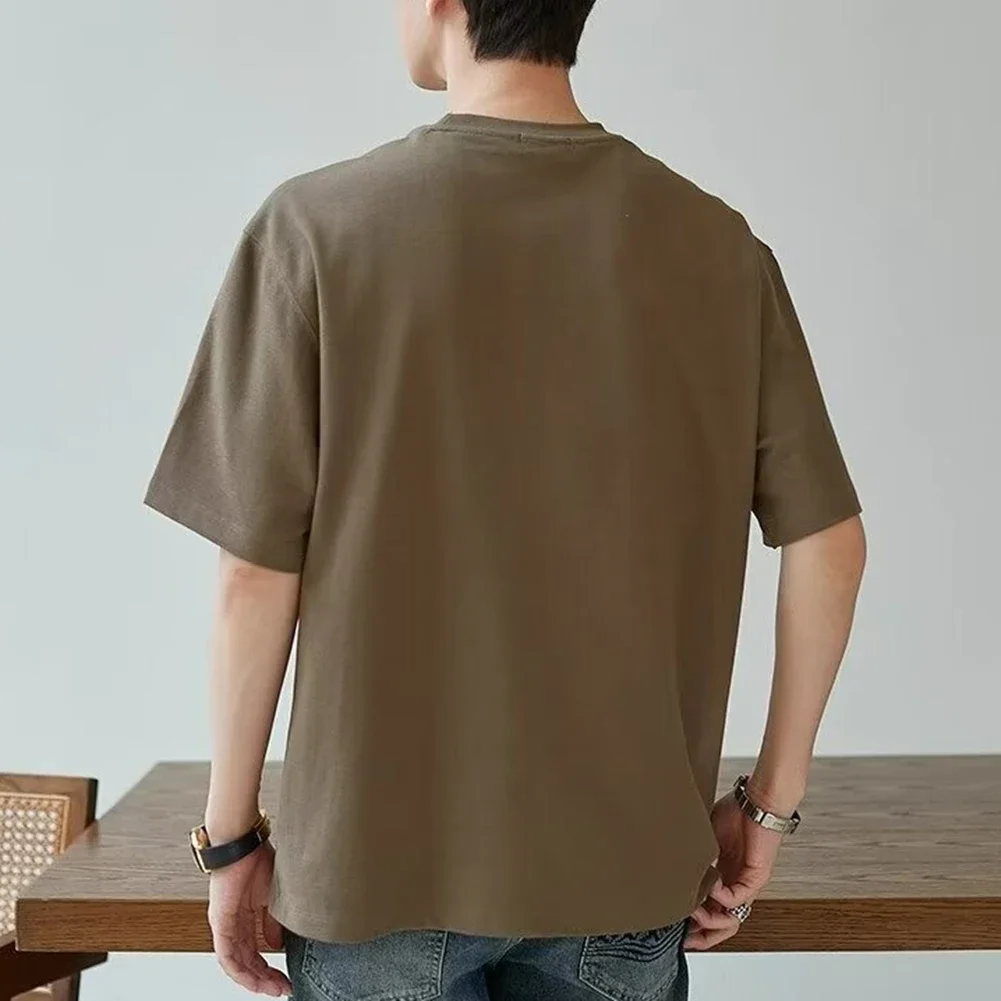 

Coffee Men's Summer T-Shirts Color Blocked Loose Fit Top Loose Fit T-shirt Fashion Casual Wear Polyester Fabric Regular Length