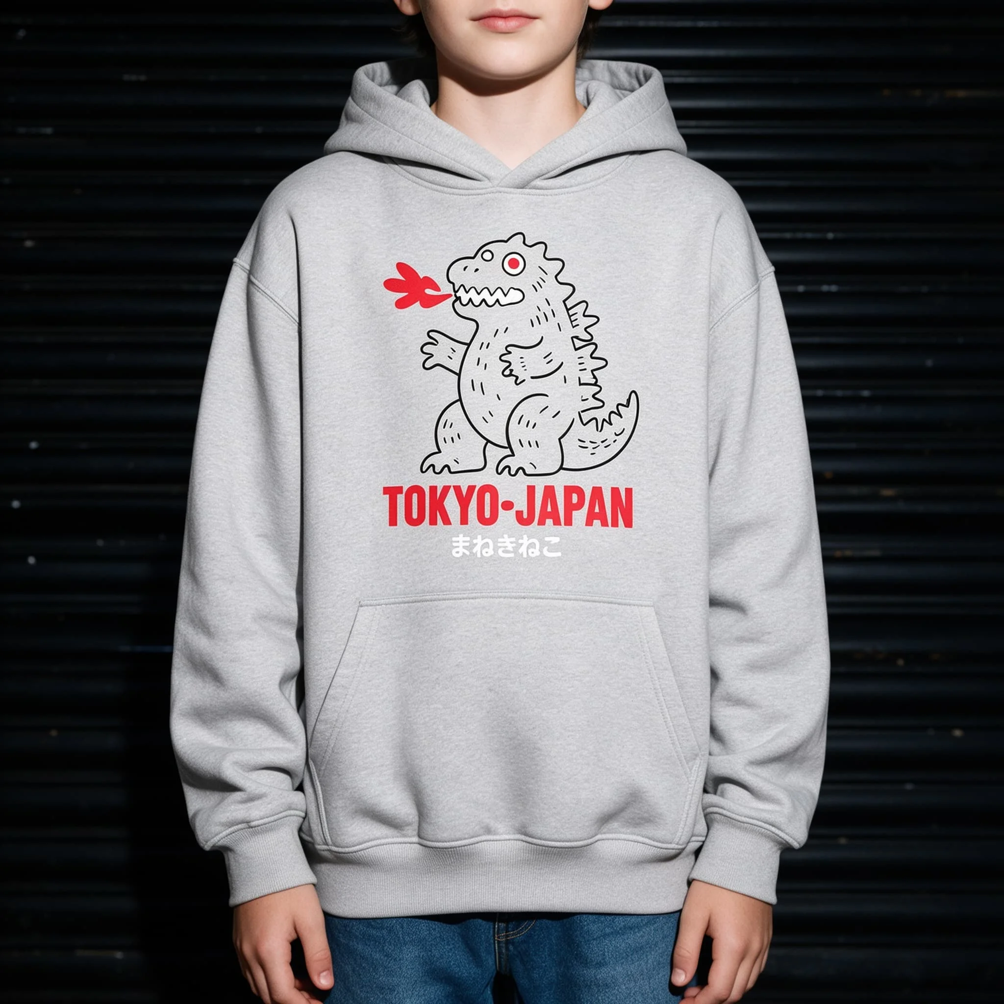 Tokyo Dinosaur Printed Japanese Harajuku Autumn Winter Tshirt Men Pullover Women Sweatshirt Boys Top Children Cotton Kids Hoodie