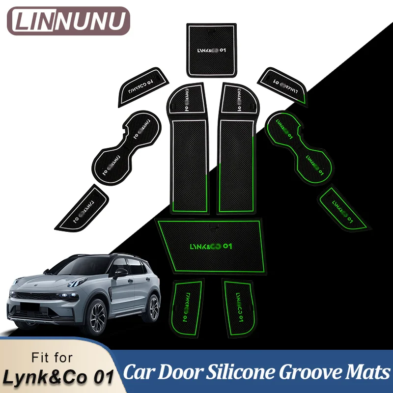 LINNUNU Car Styling Interior Non-Slip Mat Door Groove Pad Leather Cushion Suede Mat For Lynk&Co 01 Cup/Door mat Auto Accessories