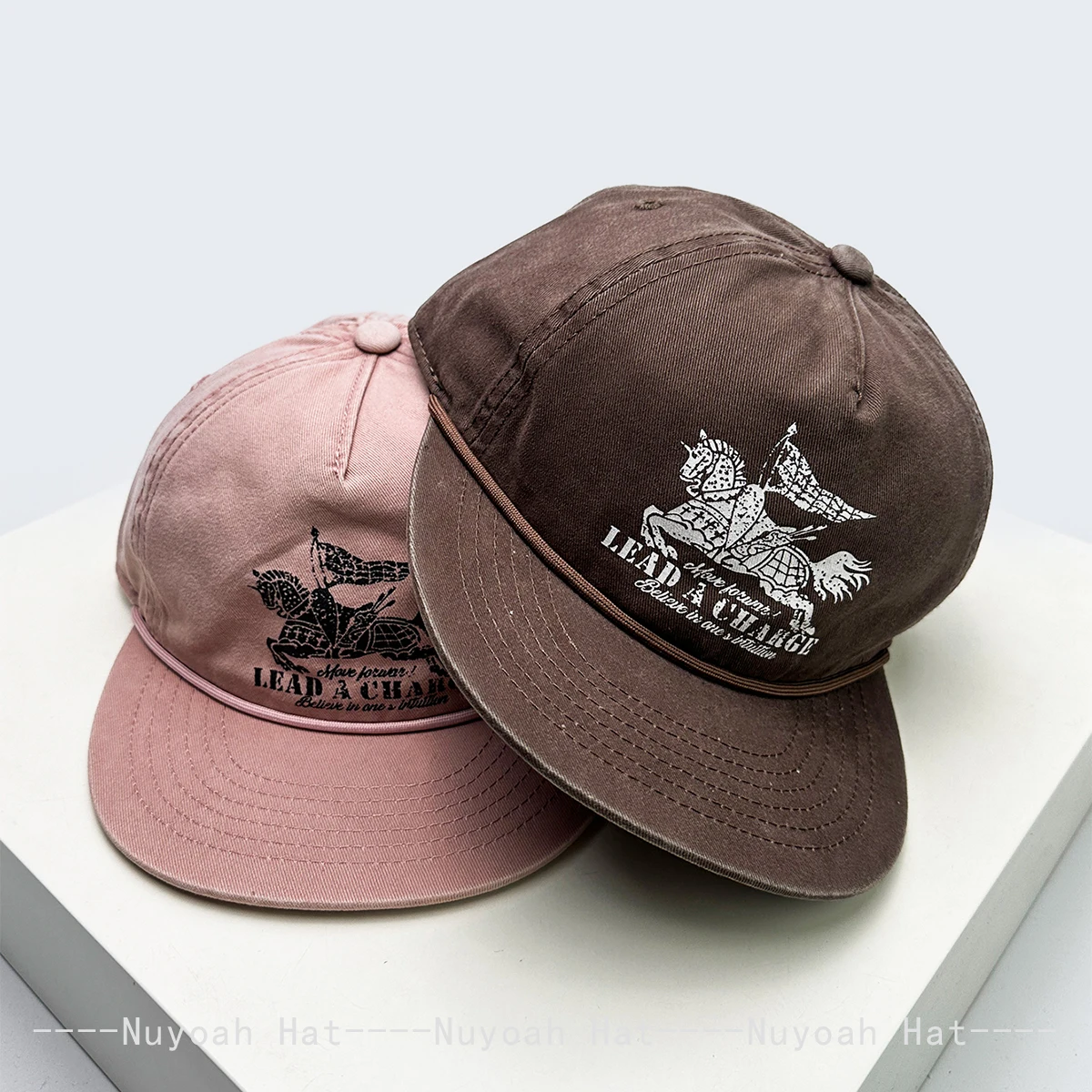 Retro Printed Letters Horse Baseball Hats Sunshade Personal Versatile New Men Women Flat Eave Outdoor Fashion Peaked Caps Ins