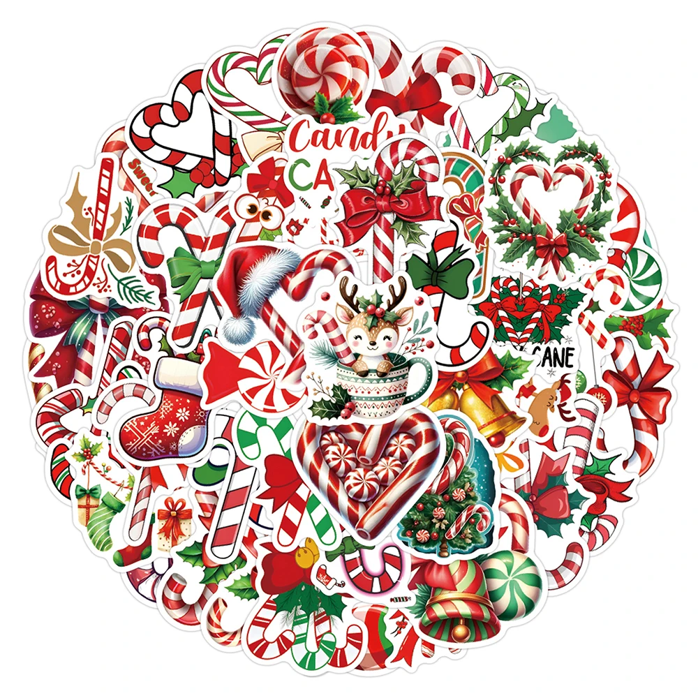 

10/30/55pcs Funny Cartoon Christmas Candy Cane Stickers Vintage Graffiti Decals Water Bottle Phone Laptop Cute Sticker Toy Gift