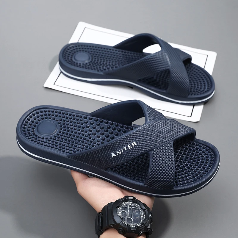 Men Massage Slippers Breathable House Slippers Bathroom Slippers Bedroom Slides Man Massage Flip-flops Beach Slides Plus Size 48 image 4
