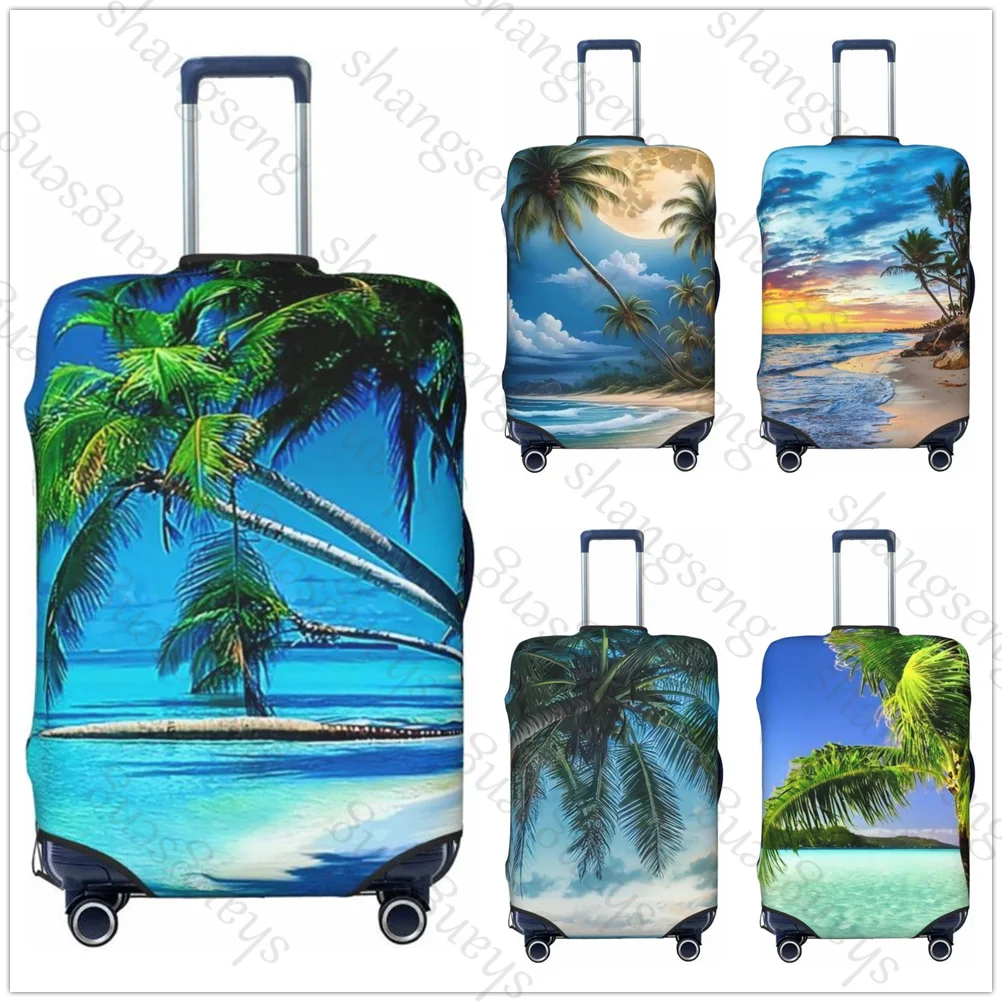 Tropical beach with palm trees Thicken Luggage Cover Elasticity Trolley dust cover Suitcase Protection Cover Suitcase Case