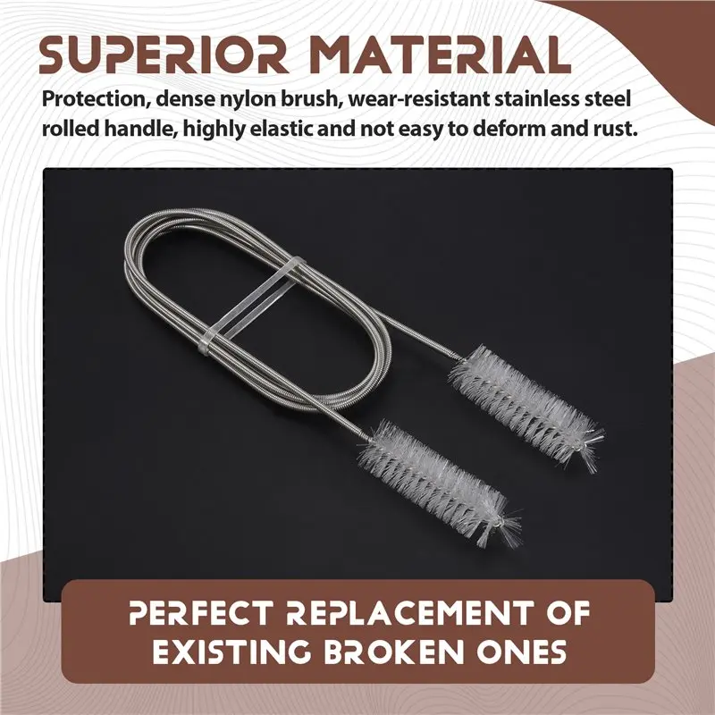NALFI-3Pcs French Horn Trombone Trumpet Cleaning Set Stainless Steel Nylon Brush Musical Instrument Cleaning Brush Durable Easy