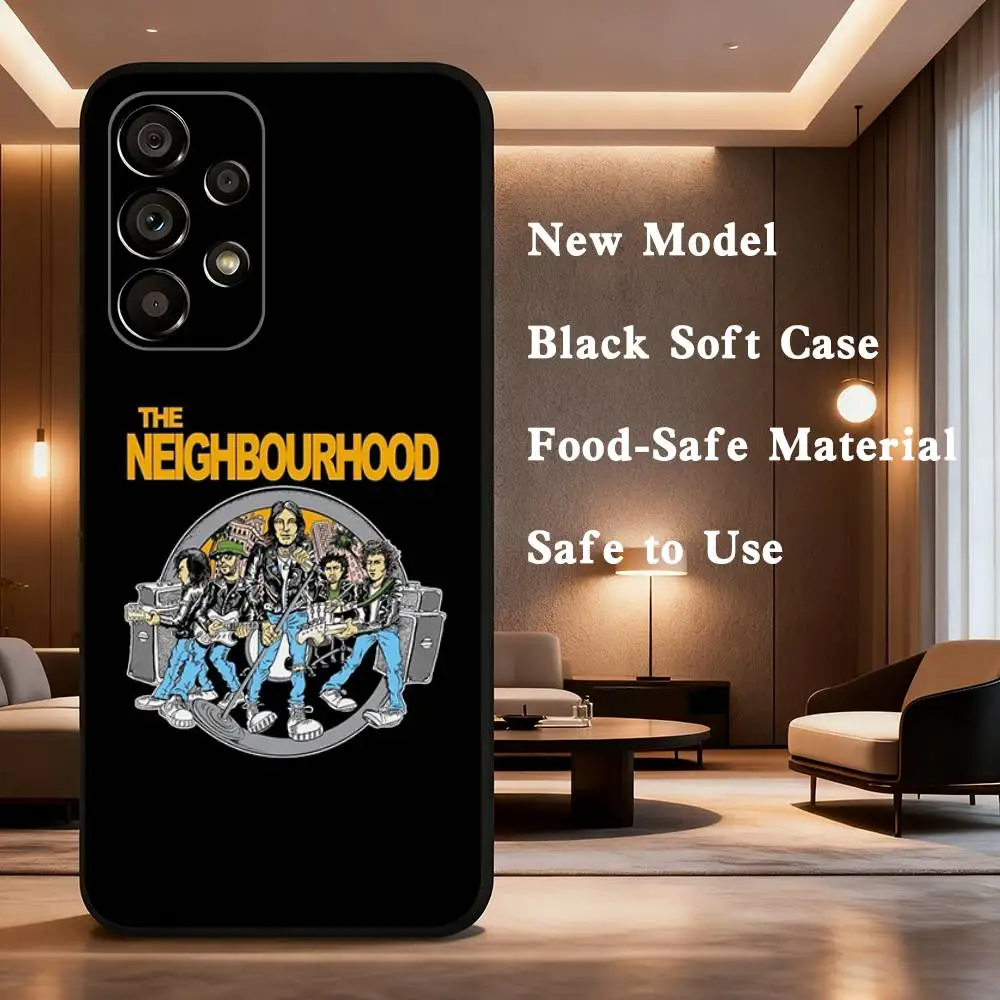 حافظة هاتف N- Neighborhood N-NBHD لهاتف سامسونج جالاكسي A73,31,32,72,41,53,52,71,22,5G,Note,J7,8,9 غطاء أسود ناعم