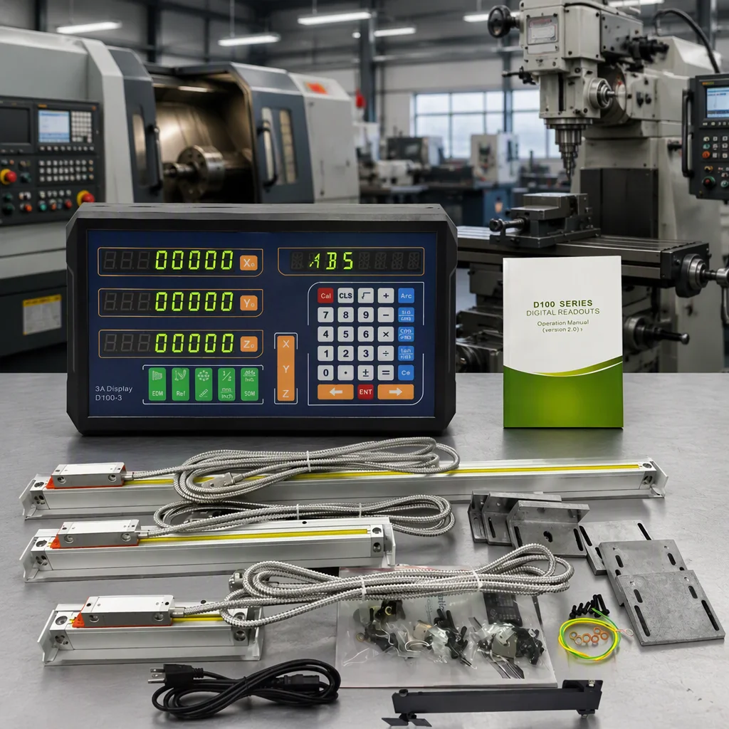 DITRON LED Screen D100 2 Axis 3 Axis Dro Digital Readout Display with Optical Linear Glass Scale for Lathe Milling Machine