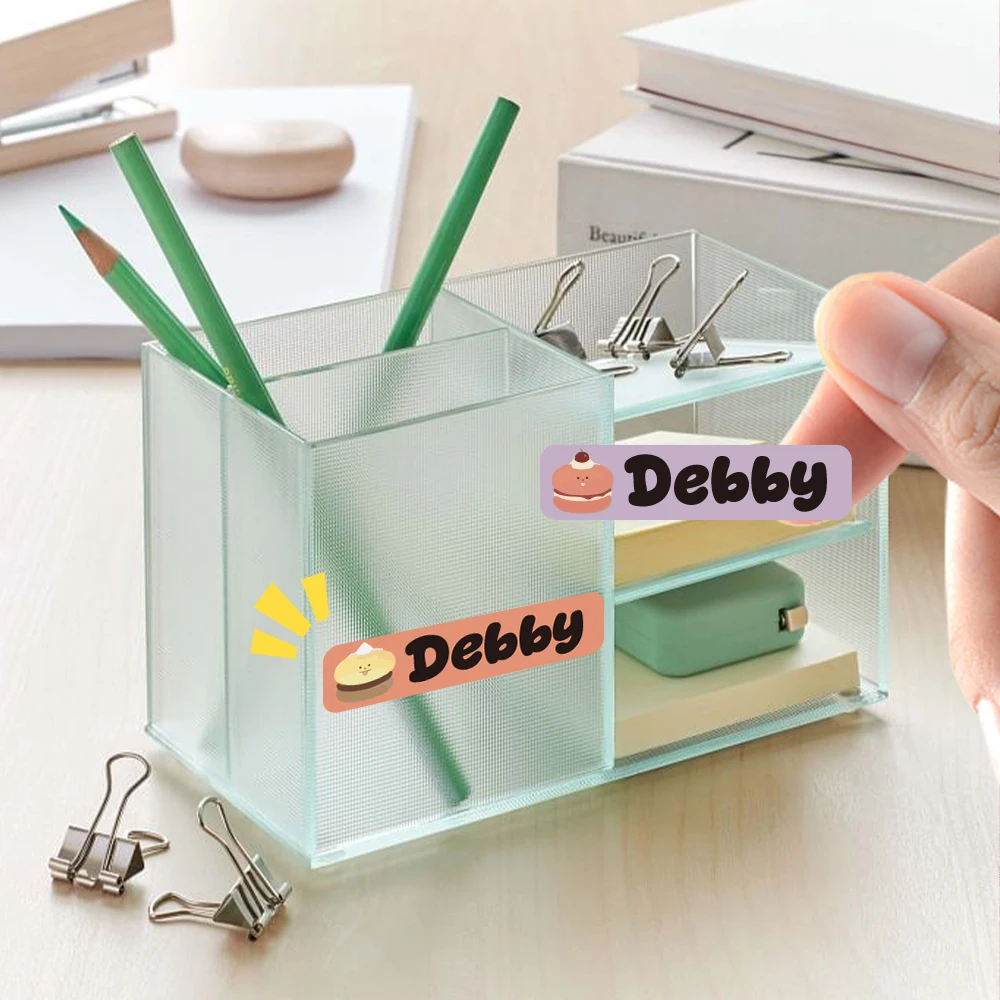 Custom Cake Name Sticker,Transparent Waterproof Stickers for Kids,diy Name Labels for School Bag Bottles Pen Box Mug Uniform