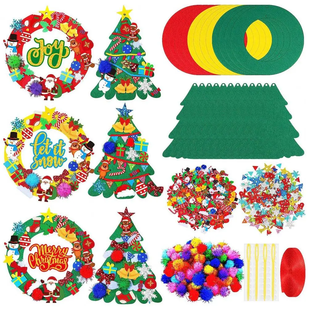 Christmas Decorations Handmade Christmas Crafts Festive Sewing Fun 24pcs Christmas Felt Crafts Diy Kit Detailed Xmas Tree