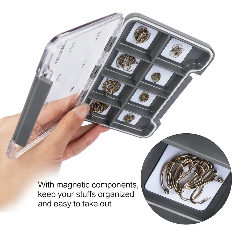 

Goture нахлыстовая приманка с крючком, коробка с крючком, новый дизайн, водонепроницаемый магнитный легкий вес, 8 отделений, коробки-органайзеры для рыболовных инструментов