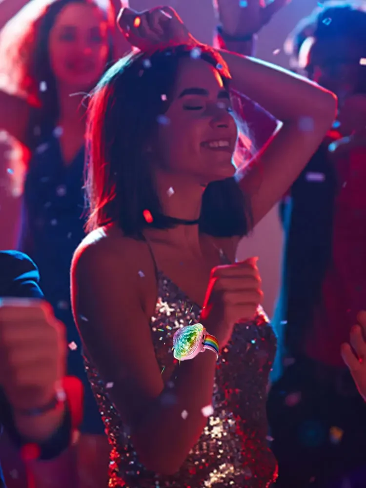 USB Wristband Disco Strobe Lights Rechargeable Wearable Watch Light Sound Control Wrist Atmosphere Lamp for Dance Party