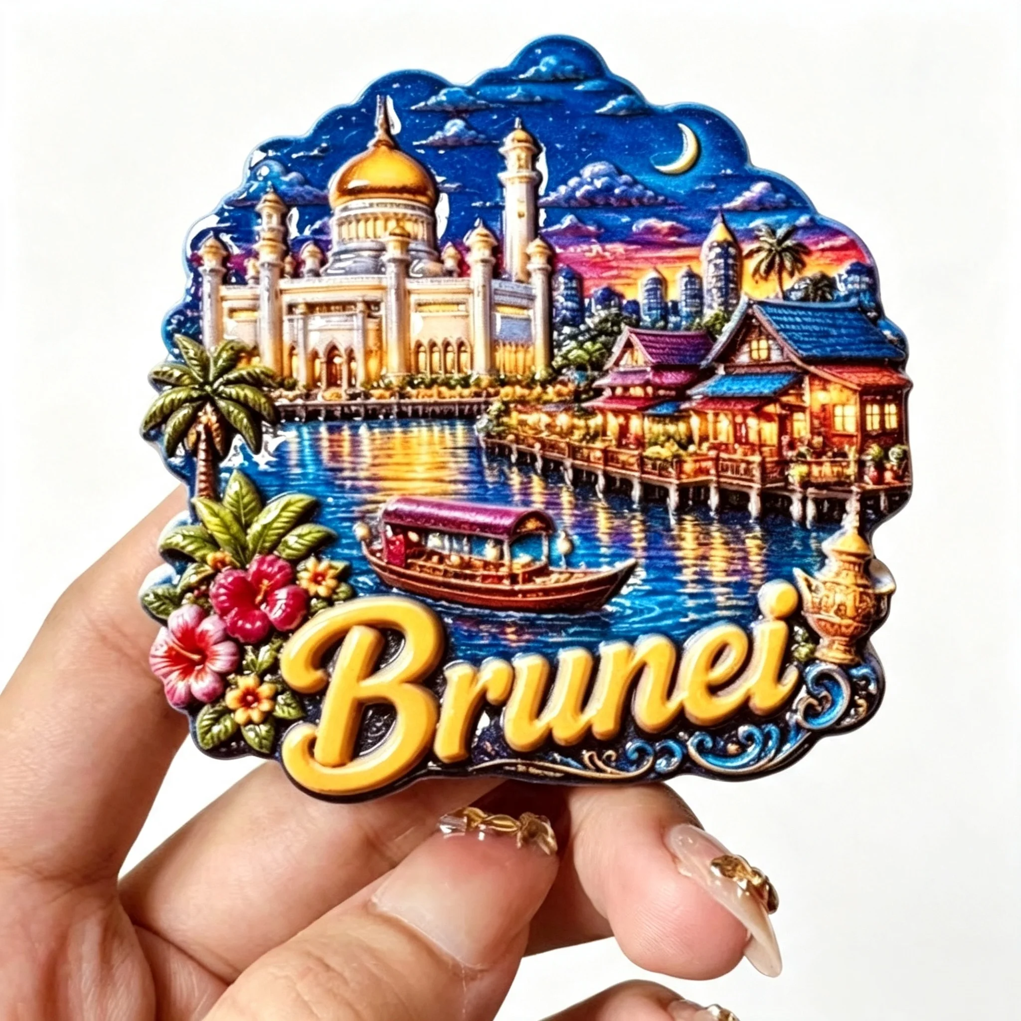 Asia Brunei 3D Fridge Magnets Tourism Souvenir Refrigerator Magnets Sticker