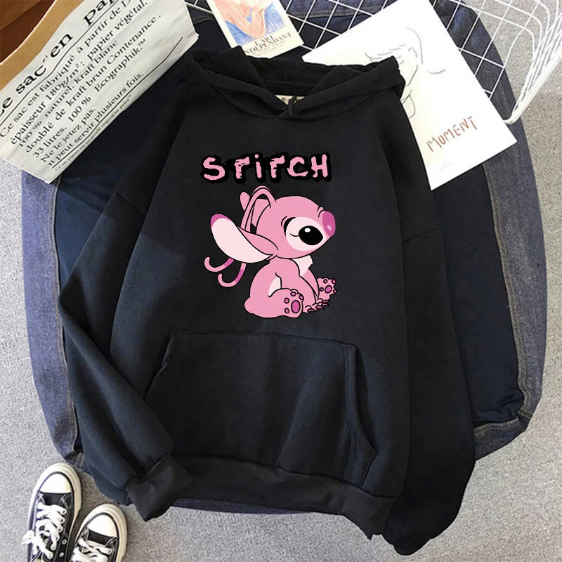 90s Grunge Funny Y2k Christmas Sweatshirt Lilo Stitch Disney Cartoon Hoodies Women Cute Stitch Anime Manga Hoody Female