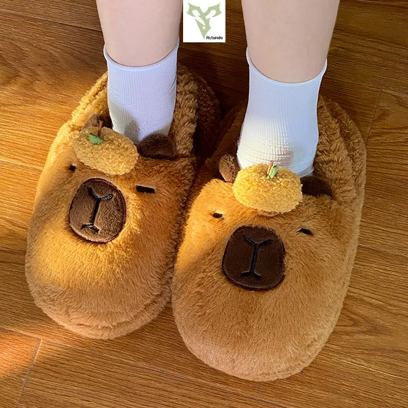 

New Cute Capybara Plush Slipper Soft Stuffed Capibala Cartoon Doll Warm Cozy Slipper Unisex Winter Home Shoes Christmas Gift