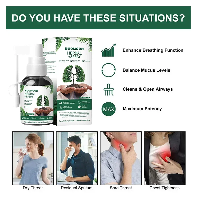 30ml Lung Cleanse Mist Lungs Detox Herbal Cleaner Lung Cleaning Spray Nose Respiratory System Breathing Support Nasal Care