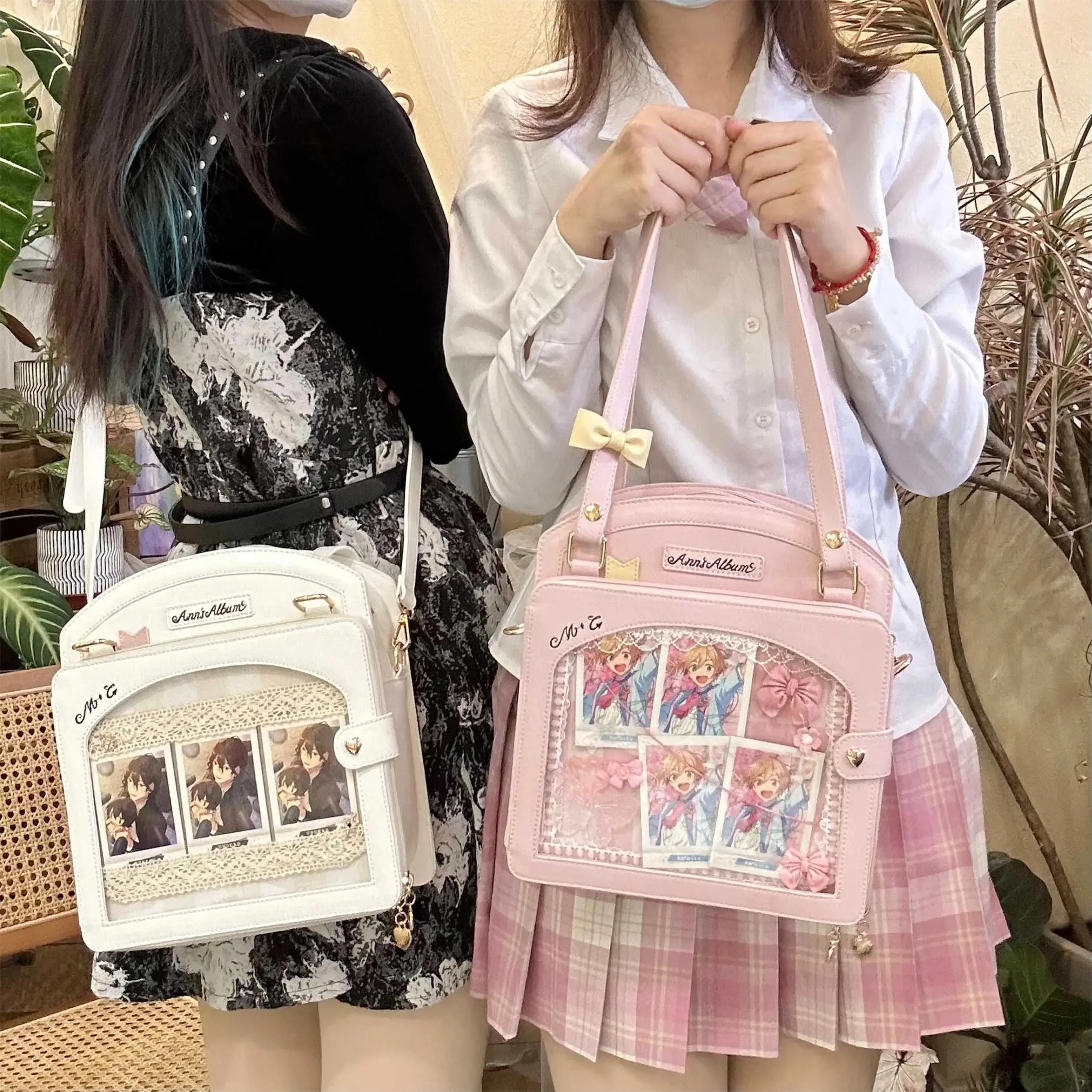 Lolita Sweet Ita Bag Cute Transparent Crossbody Aestthetic Display Shoulder Women JK Candy Color Elegant Girls Tote Bag