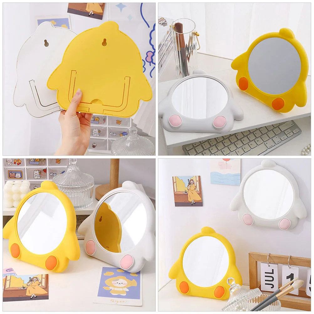 2 قطعة مرآة ماكياج الكرتون أنيقة مرآة الطاولة لسطح المكتب والتعليق على الحائط استخدام حواف ناعمة المحمولة أنيقة الغرور