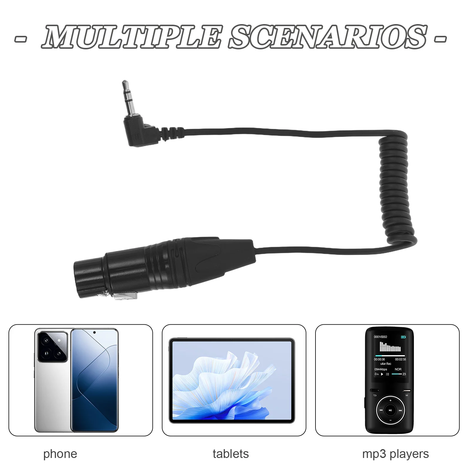 3.5 مللي متر إلى Xlr أنثى الربيع قابل للسحب كابل الميكروفون مرنة متوازنة نقل الصوت سلك الميكروفون لميكروفون الهاتف Mp3 #3