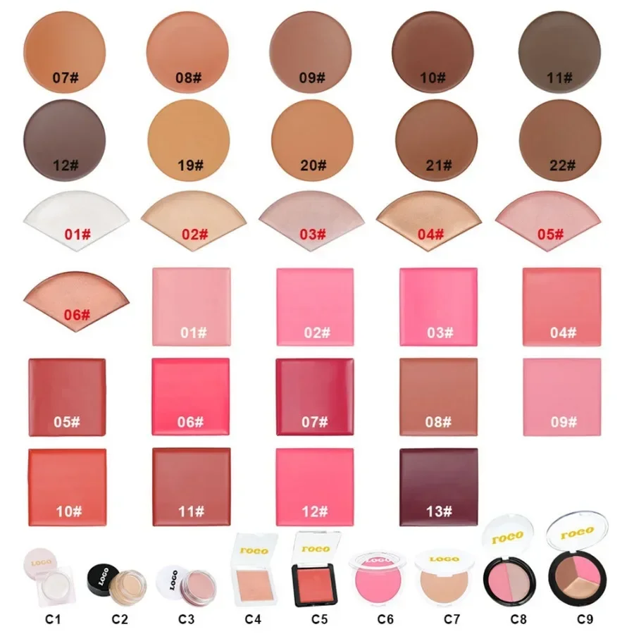 Private Label DIY Multi-color Blush/highlighter/countour Cream Waterproof Soft Non Sticky Lightweight Face Eye Lips Makeup Bulk