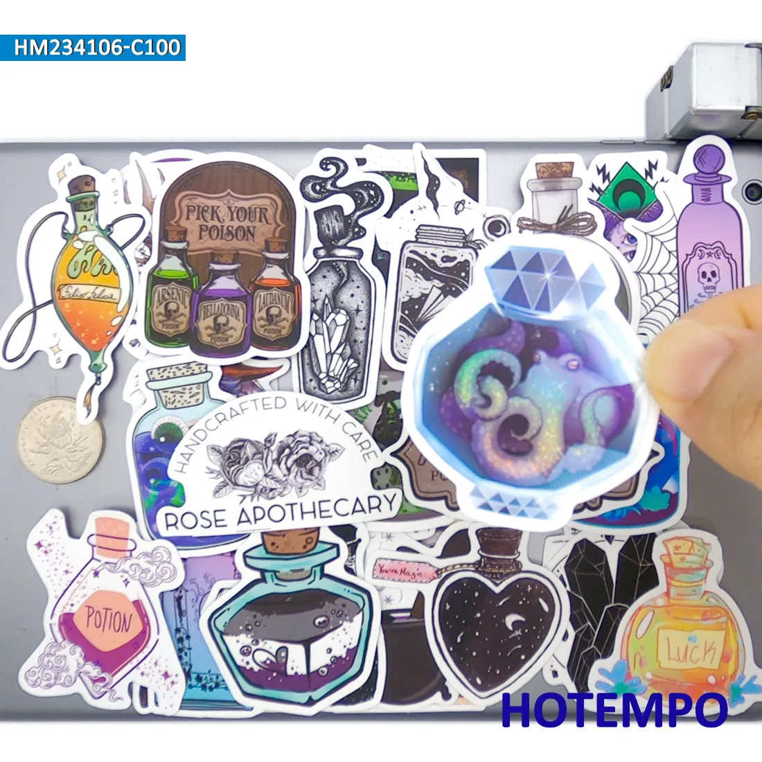 50/100Pieces Gothic Style Retro Alchemy Witch Brew Magic Wizard Potion Stickers for Phone Bottle Cup Luggage Car Laptop Sticker