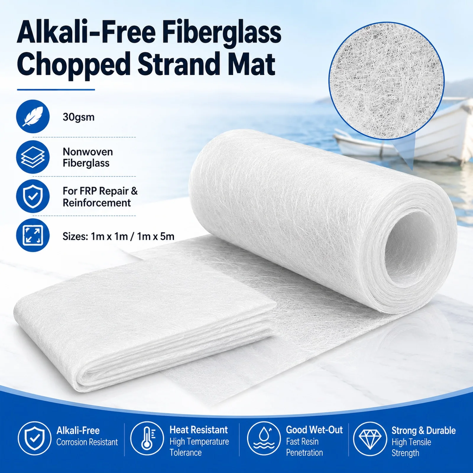1meter/5meters Fibreglass Mat Fiber Glass Cutting Fiber Cloth Alkali-free Fiberglass Chopped Strand Matting For GRP Resin Fabric