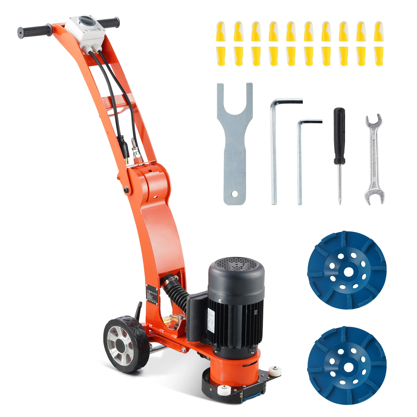 SucceBuy Electric Concrete Floor Grinder 7inch Walk-Behind 1.7HP Concrete Floor Polisher 1300W 1720RPM for Granite Marble Stones