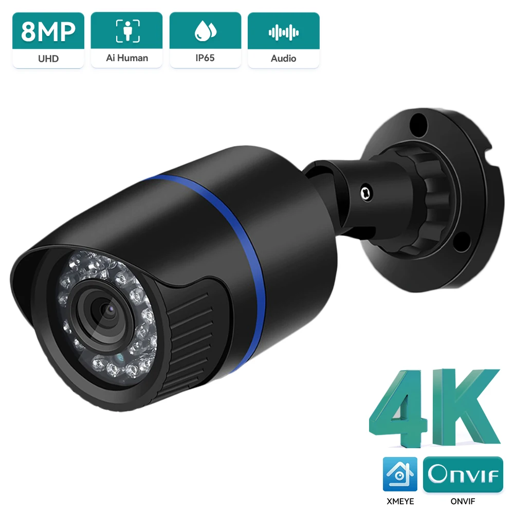 4K Ultra HD IP Camera 8MP 5MP Bullet Web Camera Waterproof Outdoor Audio Record Motion Detection Camera Cloud H.265 XMeye App