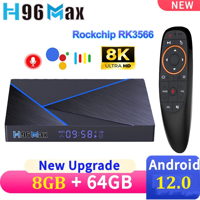 H96 MAX V56 Android 12 TV Box 1000M LAN 2.4G&5G Dual Wifi Media Player RK3566 Quad-Core 8G 64G 4G 32G BT 4K 8K Smart TVBox