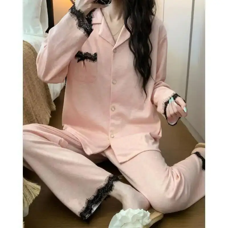 Women's Long Sleeved Long Pant Pajama Set for Students Spring Autumn New Styles Japanese Loose Home Clothes Cotton Two-Piece Set