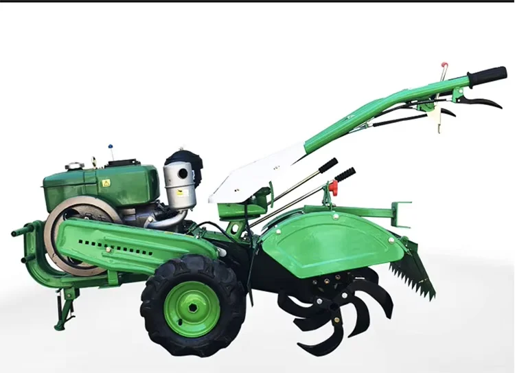 Agricultural Water-cooled diesel 8HP wheel drive pastoral weeder loose soil rotary tiller multi-function management machine