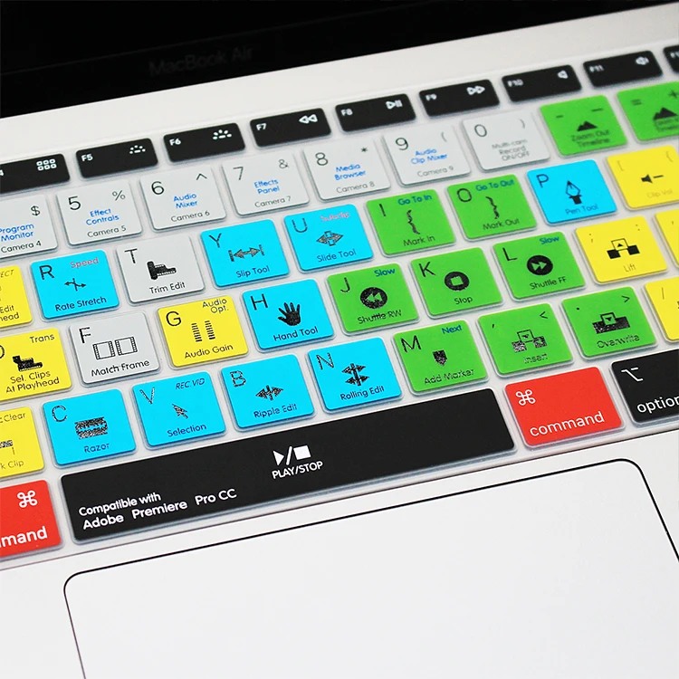 A1932 لـ Adobe Premiere Pro CC Hotkey غطاء لوحة المفاتيح من السيليكون لجهاز MacBook Air 13 2018 13.3 بوصة الإصدار A1932 2019