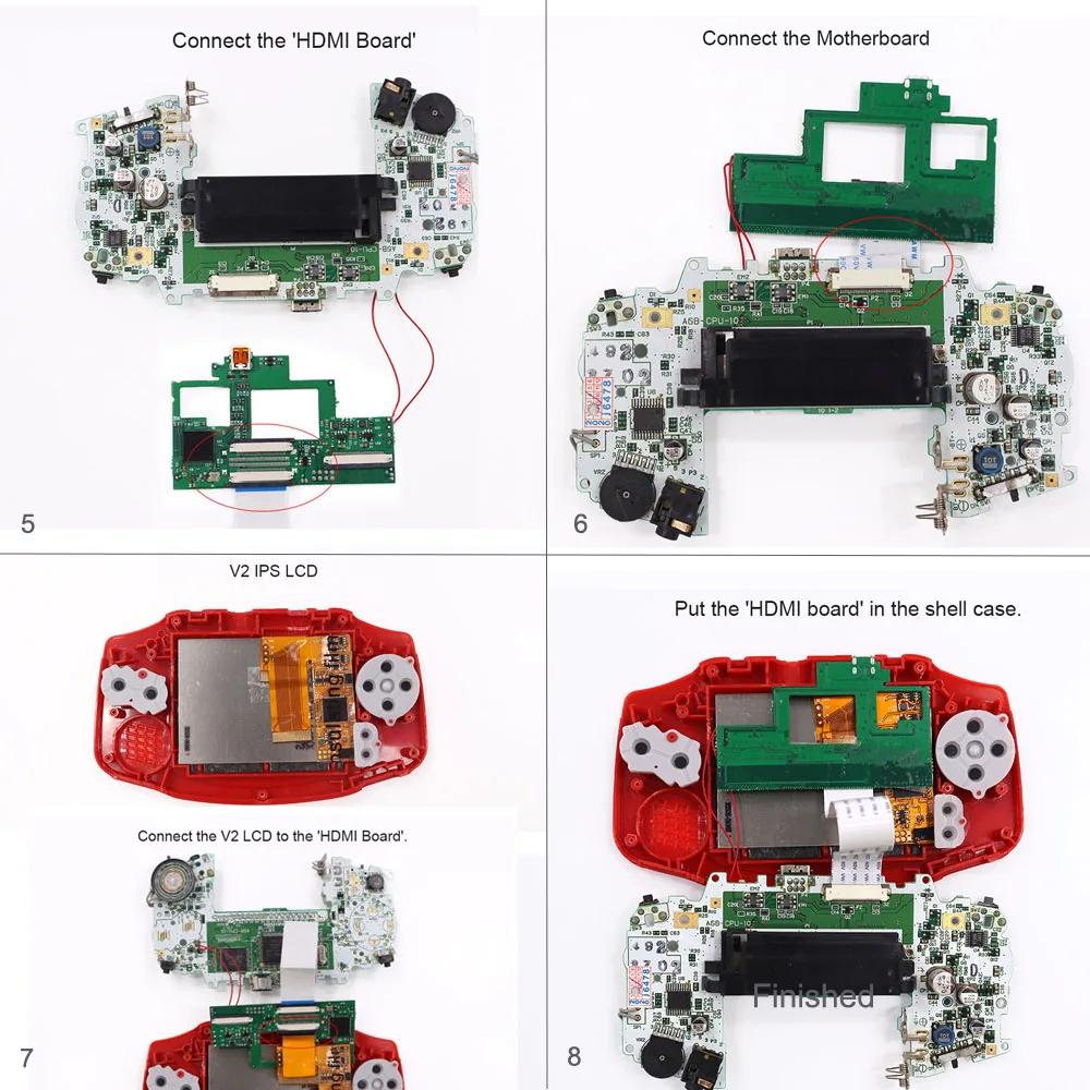 Mod HDMI 32Pin 40pin do GBA, Zestaw Adaptera HDMI, Konwerter HDTV, Zestaw Mod PCB do Gameboy Advance GBA — zdjęcie produktu 5