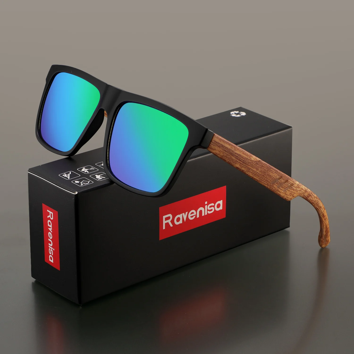 Ravenisa Mode Vintage Quadratische Sonnenbrille für Männer und Frauen Angeln Fahren Luxus-Marken-Designer Sonnenbrille UV400 Schutz – Detail 5