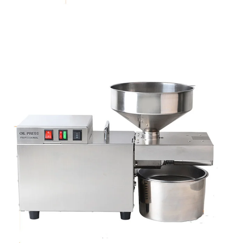 معصرة زيت متوسطة الحجم من الفولاذ المقاوم للصدأ ، مكبس بارد وساخن كهربائي أوتوماتيكي S9 ، معصرة زيت للاستخدام المنزلي والتجاري