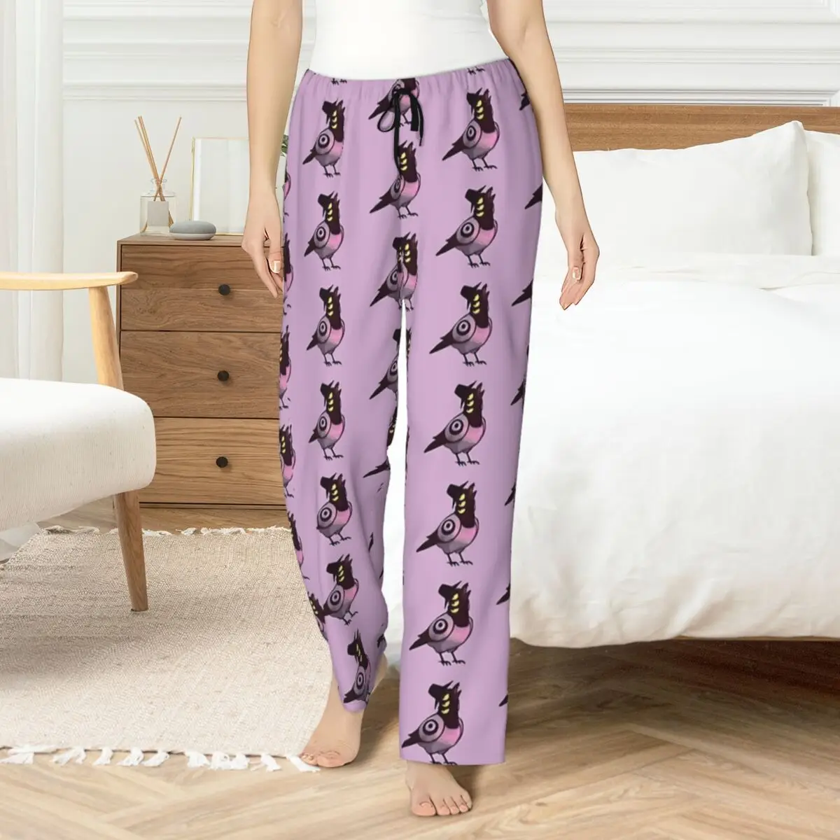 

KPop Demon Hunters The Bird Pajama Trousers Autumn Elegant Daily Sleeping Pants Woman Soft Warm Home Trousers Oversized Pajamas