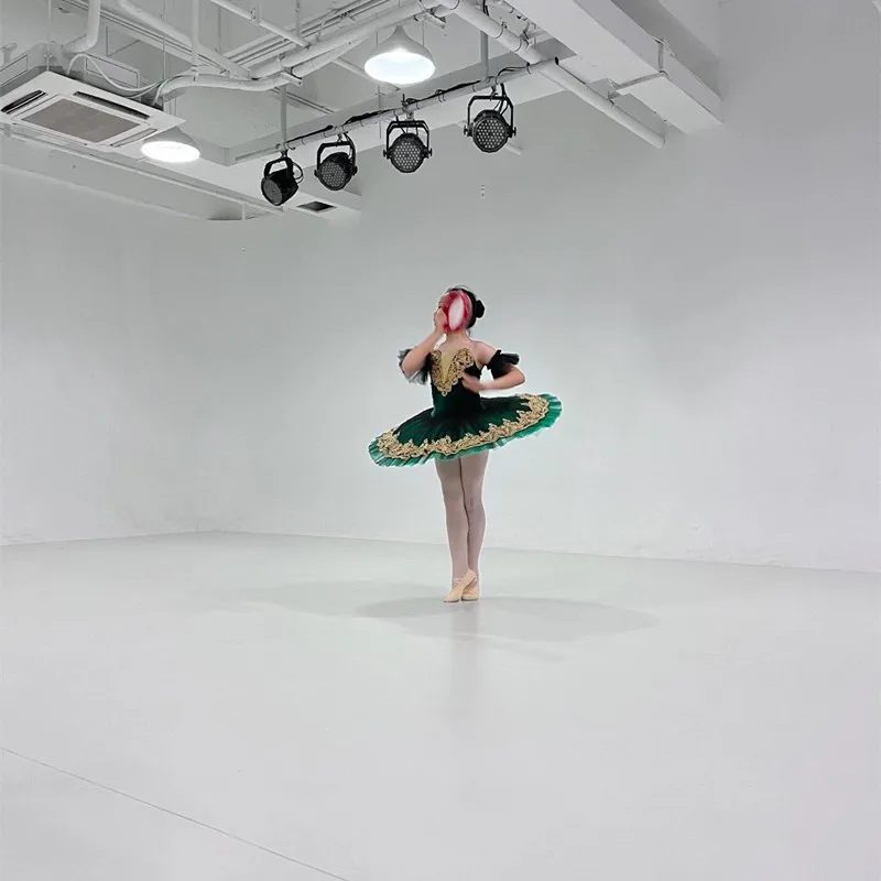 Robe Tutu de Ballet professionnelle vert foncé pour filles, vêtements de spectacle pour enfants et adultes, Costumes de ballerine pour femmes