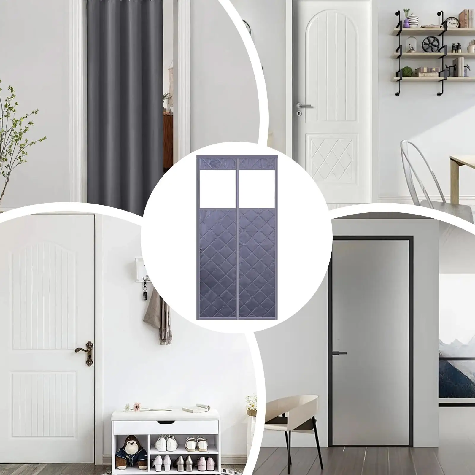 

Магнитная дверная крышка, магнитный разделитель с прозрачным окном, временная утолщенная дверная зимняя крышка для гостиной, кухни, патио, гаража