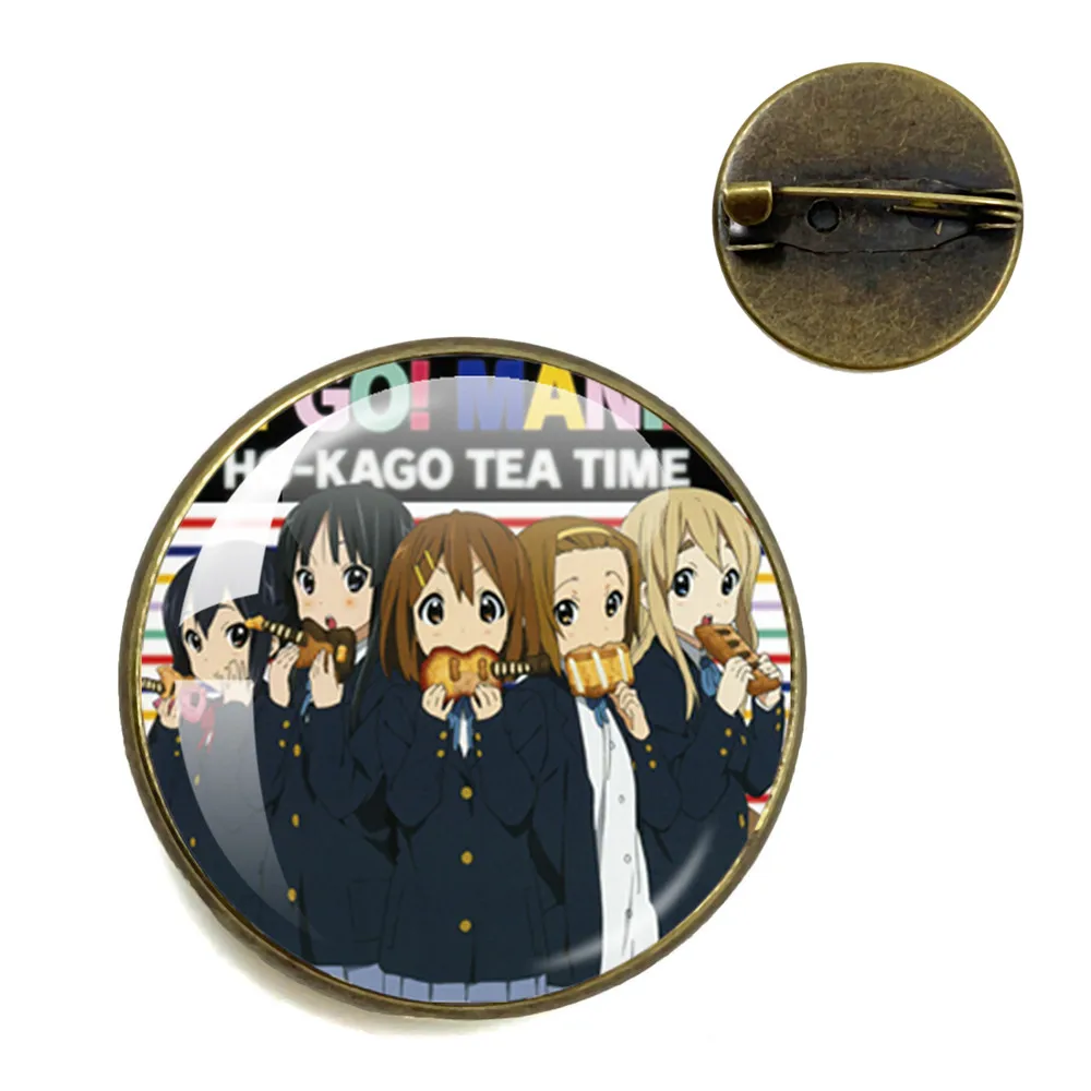 Anime K-ON! Anime Glass Dome Badge Pin Brooch Hirasawa Yui Akiyama Mio Tainaka Ritsu Clothes Backpack Badge Jewelry Gift