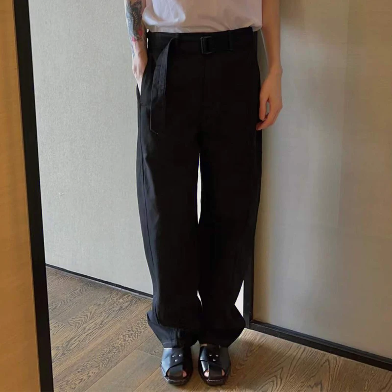 

Lemair Lantern ape Straight Leg Jeans Bla mat Casual Loose Pants Button Versatile Men Women Straight Tube Denim