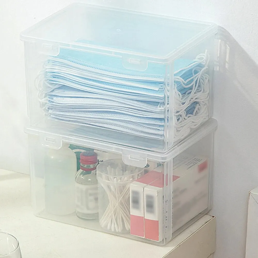 2PCS Transparent Large Capacity Mask Storage Box Household Mask Nose Mask Medicine Storage Box