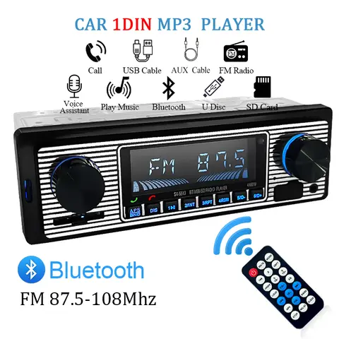 SINOVCLE Car 1 DIN Radio 1 DIN Stereo Digital Car Bluetooth FM Audio Music USB / SD with In Dash AUX Input 12V MP3 Multimedia