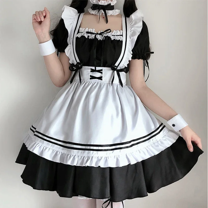 Lolita empregada fantasia cosplay para mulheres, vestido bonito, roupa linda, trajes diários, meninas japonesas, 2024