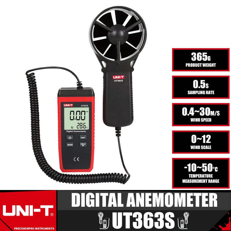 

UNI-T UT363S Mini Digital Anemometer Anemometer Wind Speed Temperature Tester Air Flow Speed MAX/AVG Measurement Wind Level 1~12