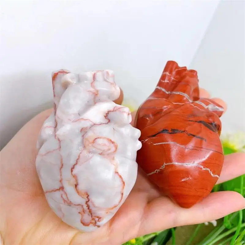 

Natural Crystal Quartz Heart Crystal Carved Figurine Fashion Holiday Gift Quartz Carving Healing Home Decoration 1PCS