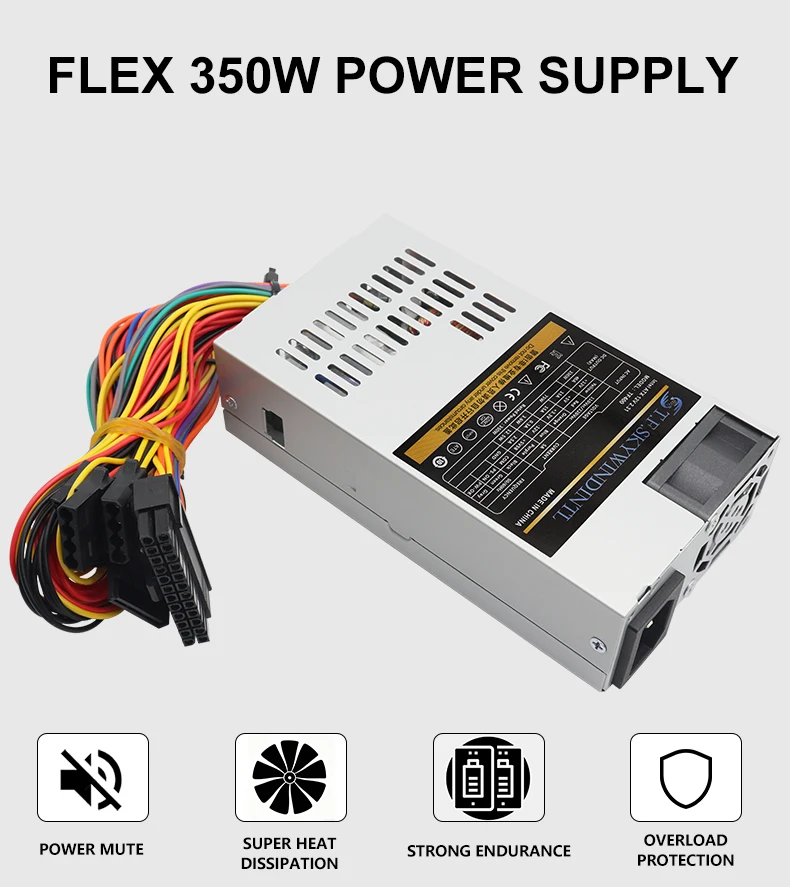 

T.F.SKYWINDINTL 1U Flex Power Supply 350W Silent Fan PSU for POS Machine Industrial PC Mini-ITX Gaming Desktop Computer PSU