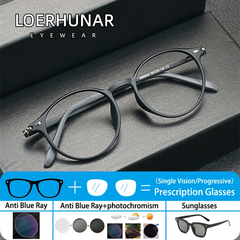 

LOERHUNAR Classics Round TR90 Plate Large Frame Glasses for Man and Woman High Quality Customized Optical Prescription Glasses